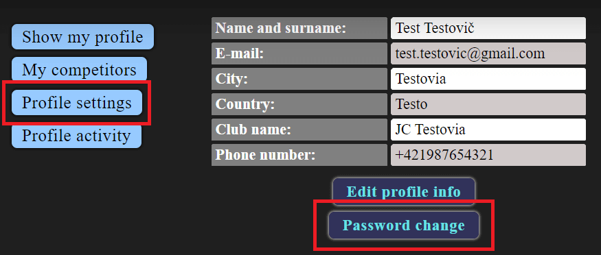 Profile password